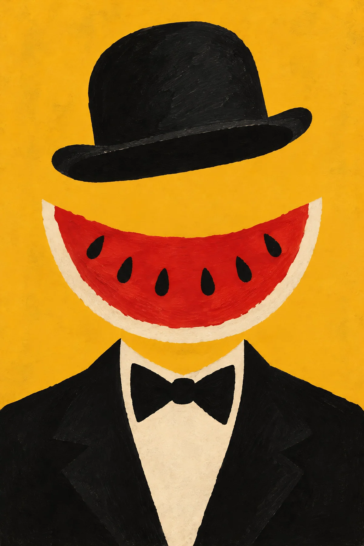 Poster: a bowler hat lifting off a slice of watermelon that grins where a head should be.